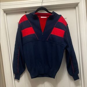 Vintage Obermeyer Men's V-Neck SKI Sweater - Navy and Red